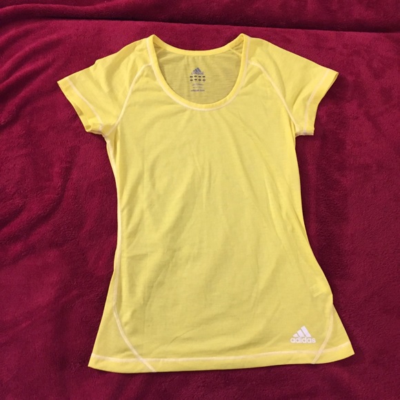 ADIDAS bright yellow sheer T-shirt size S - Picture 1 of 3